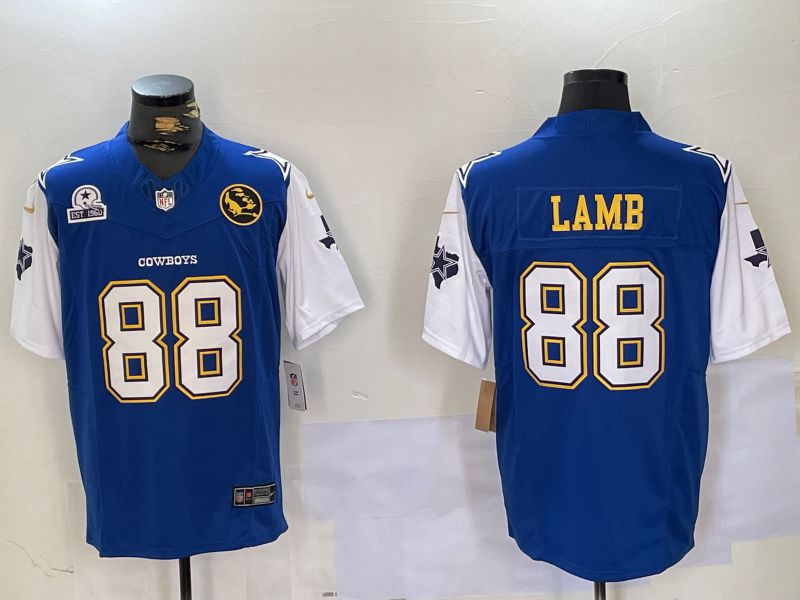 Men Dallas Cowboys #88 Lamb Blue five generations 2024 Nike Vapor Limited NFL Jersey style 2